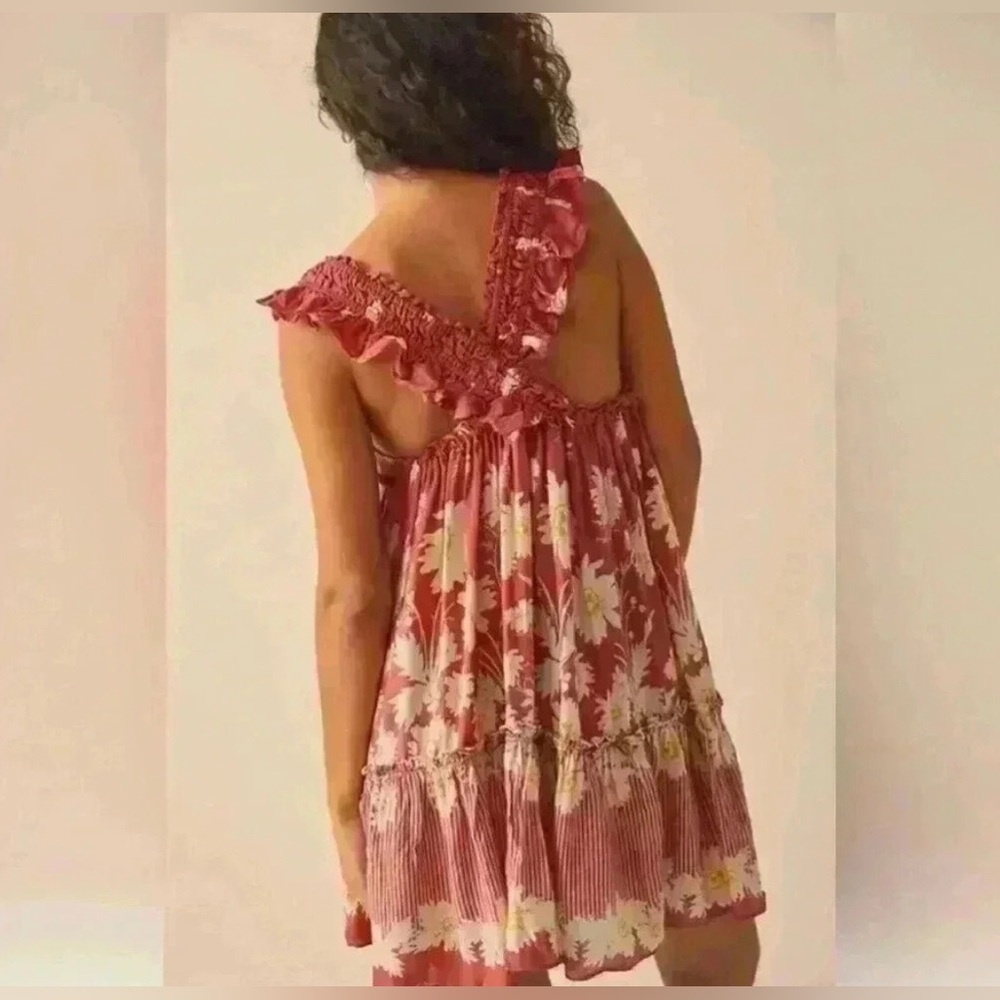 Free People💞🩵HOST PICK🩵💞 $88 NWT Darling BOHO Ruffle Criss Cross Back Dress 🌺🌺